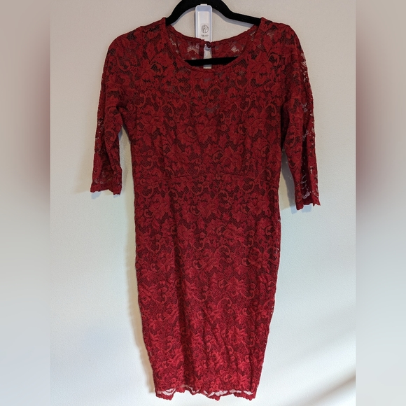 Seraphine Maternity Luxe red lace stretch dress size us 6 m - Picture 7 of 7